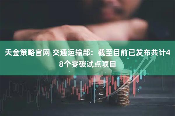 天金策略官网 交通运输部：截至目前已发布共计48个零碳试点项目